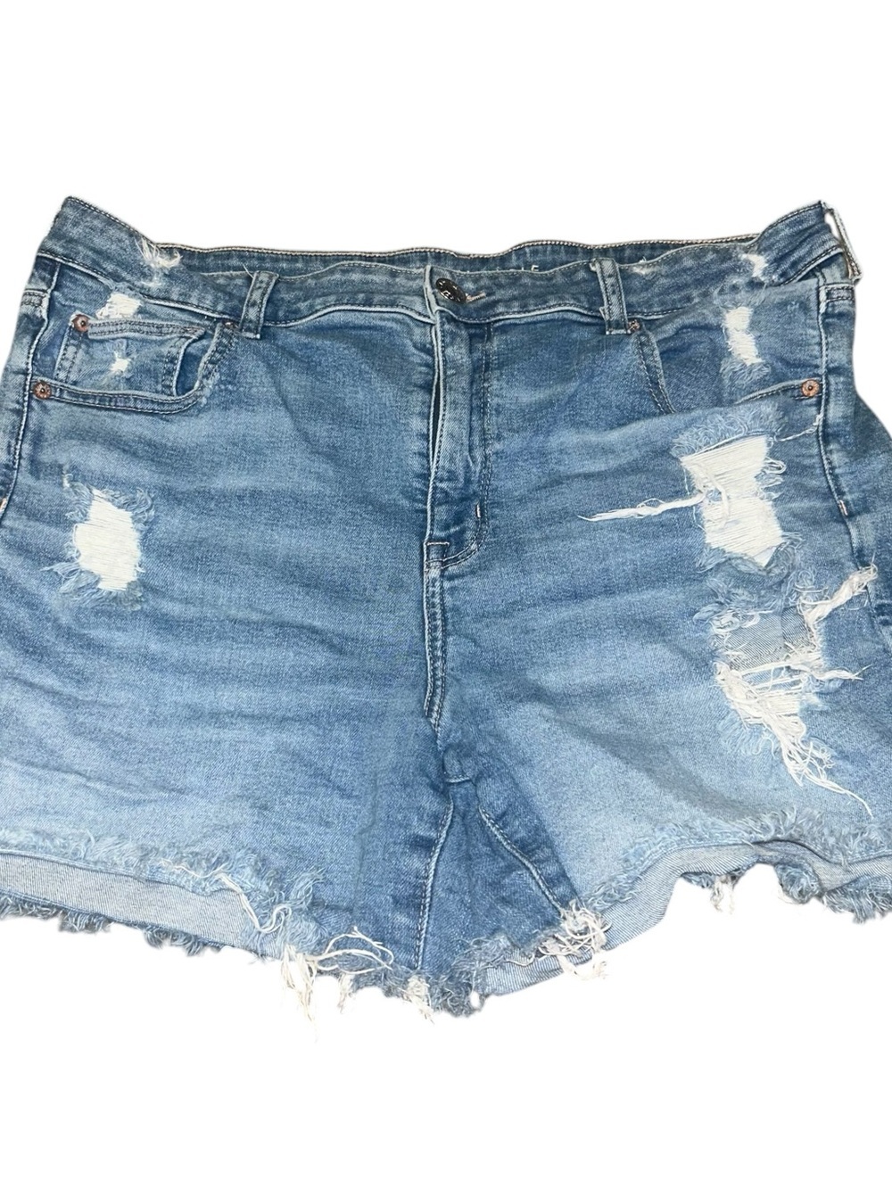 American eagle hi rise shortie denim jean distressed shorts plus size 18